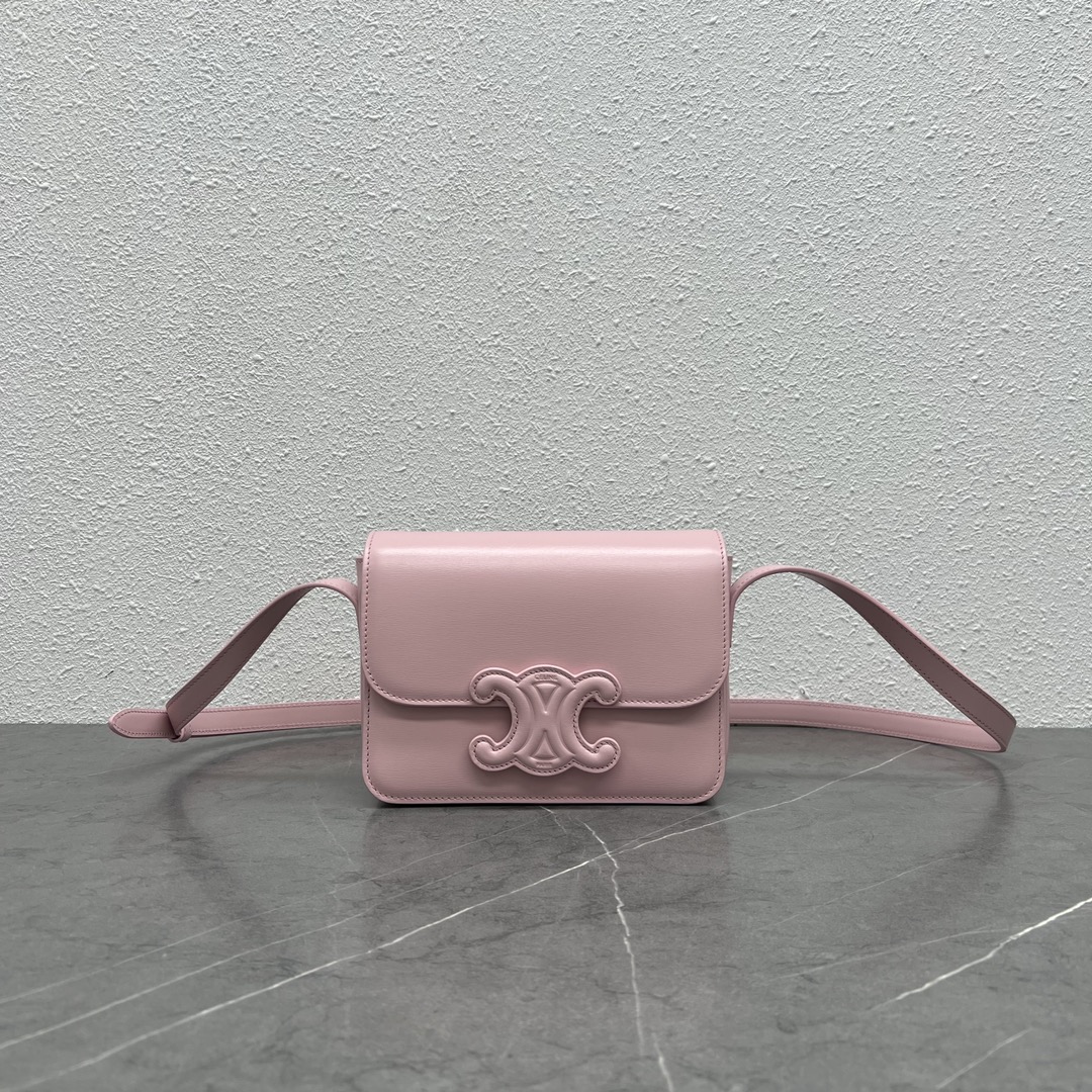 Celine Shoulder Bag Handbag Cuir Triomphe In Shiny Calfskin Pink 199233